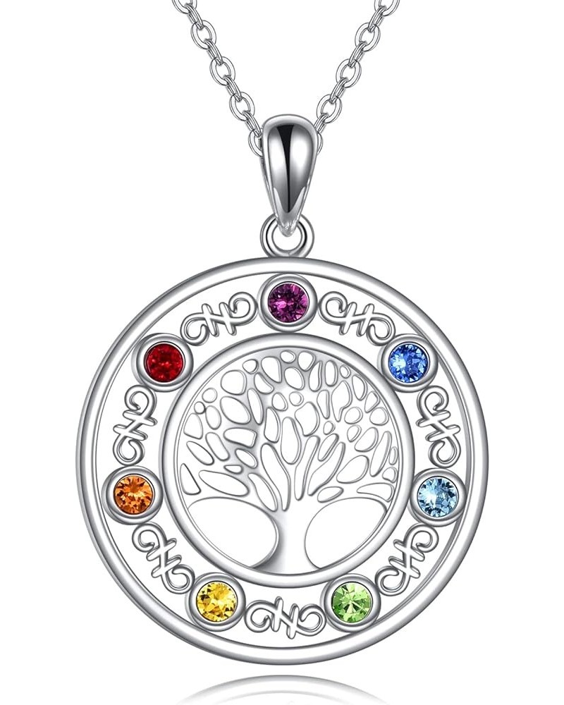 Tree of Life Necklace 7 Chakra/Yoga Tree of Life Necklace Sterling Silver Pendant Necklace Jewelry Tree Gifts for Women Girls...