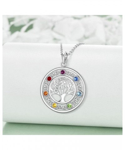 Tree of Life Necklace 7 Chakra/Yoga Tree of Life Necklace Sterling Silver Pendant Necklace Jewelry Tree Gifts for Women Girls...