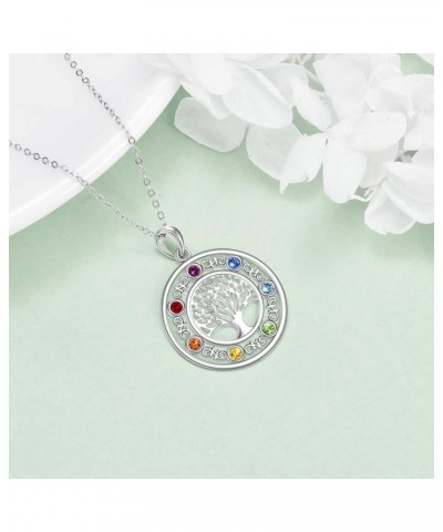 Tree of Life Necklace 7 Chakra/Yoga Tree of Life Necklace Sterling Silver Pendant Necklace Jewelry Tree Gifts for Women Girls...