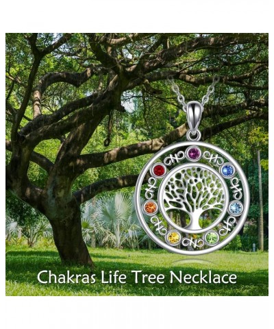 Tree of Life Necklace 7 Chakra/Yoga Tree of Life Necklace Sterling Silver Pendant Necklace Jewelry Tree Gifts for Women Girls...