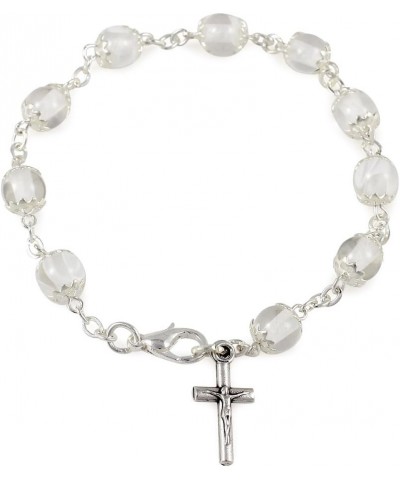 Rosary Bracelet White Capped Beads $11.18 Bracelets