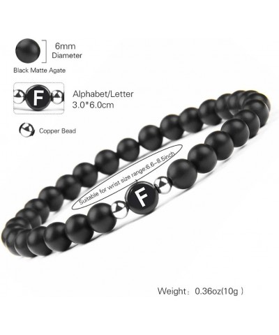 Natural Black Onyx Stones Bracelet Initial Letter Beads Braided Stress Relief Bracelet for Men Women F-Bracelet $9.95 Bracelets