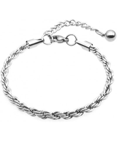 4 5mm Stainless Steel Chain Bracelet Twist Rope Bracelet for Men Women Black Silver Gold Color Silver(5mm) $8.25 Bracelets