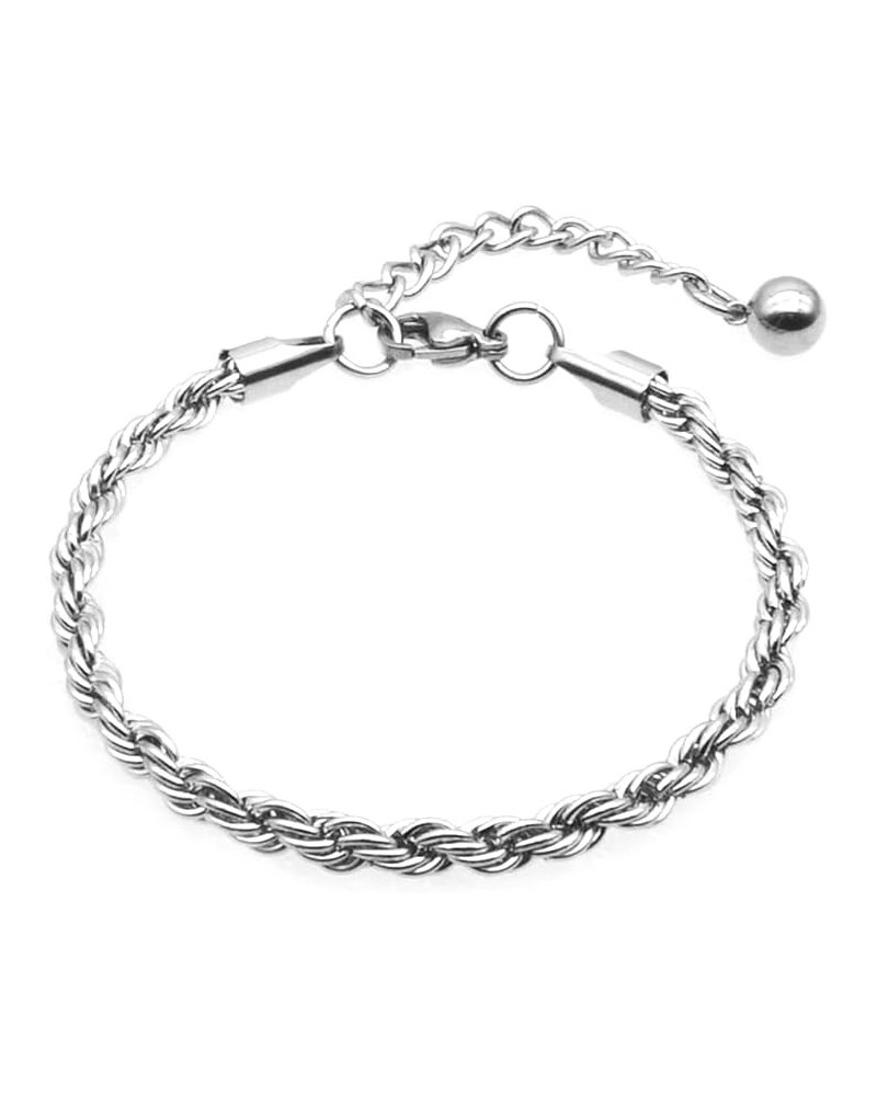 4 5mm Stainless Steel Chain Bracelet Twist Rope Bracelet for Men Women Black Silver Gold Color Silver(5mm) $8.25 Bracelets