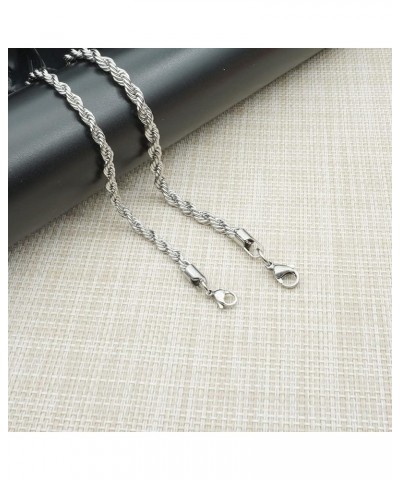 4 5mm Stainless Steel Chain Bracelet Twist Rope Bracelet for Men Women Black Silver Gold Color Silver(5mm) $8.25 Bracelets