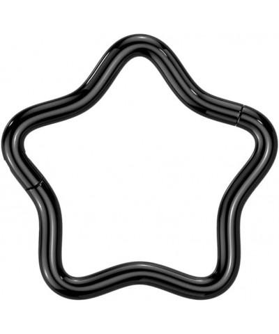 16GA F136 Implant Grade Titanium Star Shaped Hinged Segment Ring 8mm (5/16") Black $10.70 Body Jewelry