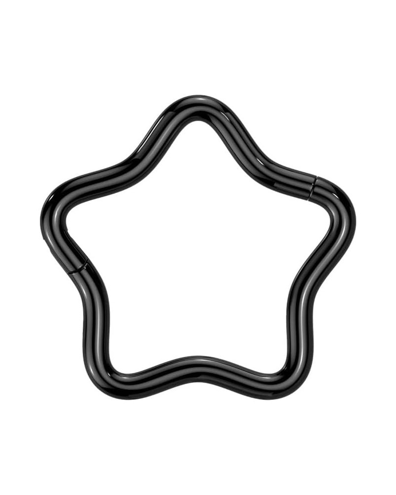 16GA F136 Implant Grade Titanium Star Shaped Hinged Segment Ring 8mm (5/16") Black $10.70 Body Jewelry