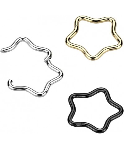 16GA F136 Implant Grade Titanium Star Shaped Hinged Segment Ring 8mm (5/16") Black $10.70 Body Jewelry