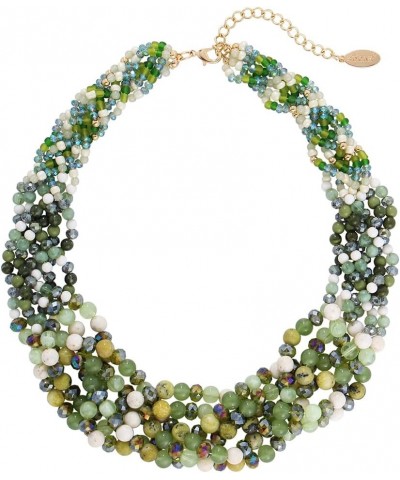 Necklaces for Women, Multi Layer Statement Collar Beaded Necklace for Women Gift (NK-10698) Green $12.00 Necklaces