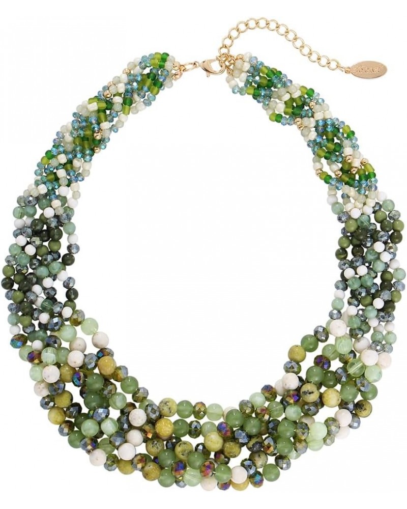 Necklaces for Women, Multi Layer Statement Collar Beaded Necklace for Women Gift (NK-10698) Green $12.00 Necklaces