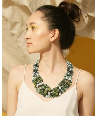 Necklaces for Women, Multi Layer Statement Collar Beaded Necklace for Women Gift (NK-10698) Green $12.00 Necklaces