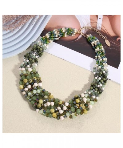 Necklaces for Women, Multi Layer Statement Collar Beaded Necklace for Women Gift (NK-10698) Green $12.00 Necklaces