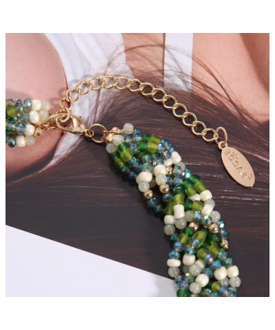 Necklaces for Women, Multi Layer Statement Collar Beaded Necklace for Women Gift (NK-10698) Green $12.00 Necklaces