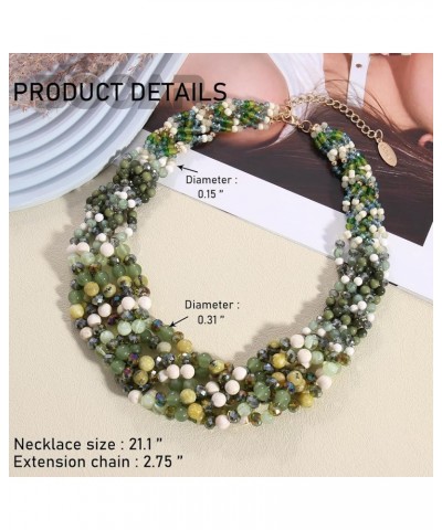 Necklaces for Women, Multi Layer Statement Collar Beaded Necklace for Women Gift (NK-10698) Green $12.00 Necklaces