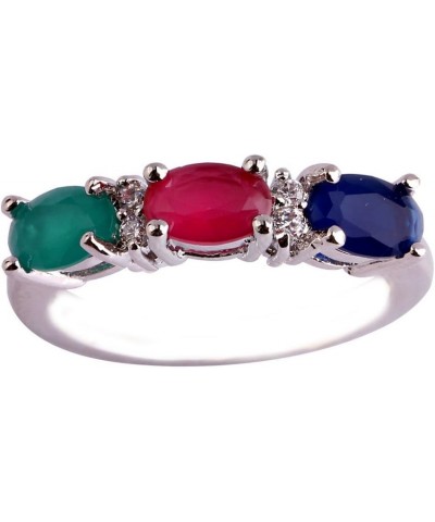 925 Sterling Silver Natural Novelty Filled Sapphire Quartz Topaz Engagement Wedding Ring US7 D_Red green & royalblue $4.79 Ot...