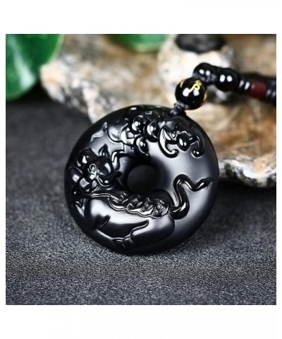 Pure Natural Obsidian Pendant Necklace Zodiac Bodhisattva Amulet Talisman 12 Modeling Ox $11.68 Necklaces