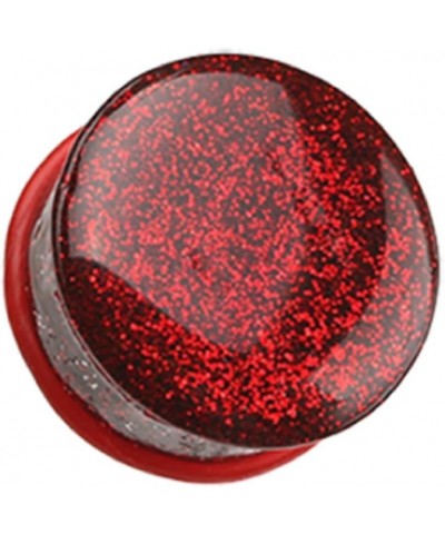 Glitter Shimmer Single Flared Ear Gauge Plug (Sold by Pair) 00 GA, Red $10.59 Body Jewelry