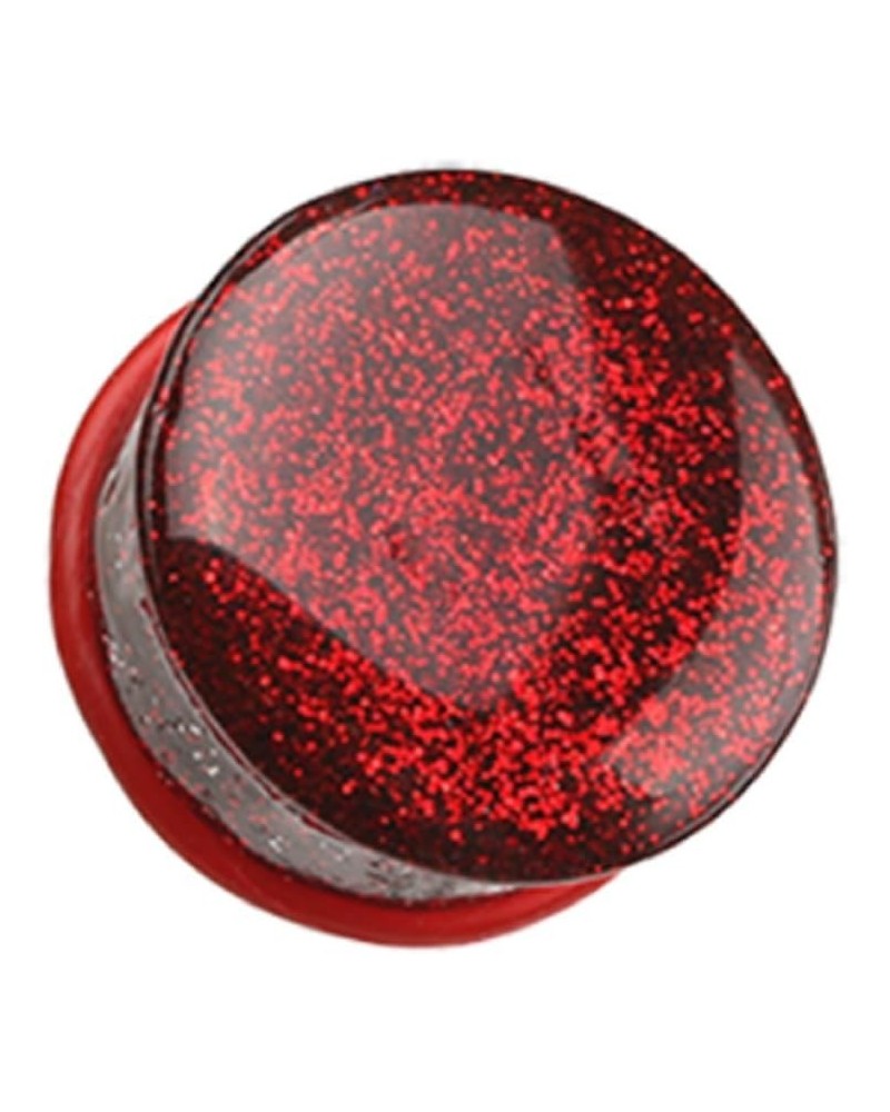 Glitter Shimmer Single Flared Ear Gauge Plug (Sold by Pair) 00 GA, Red $10.59 Body Jewelry