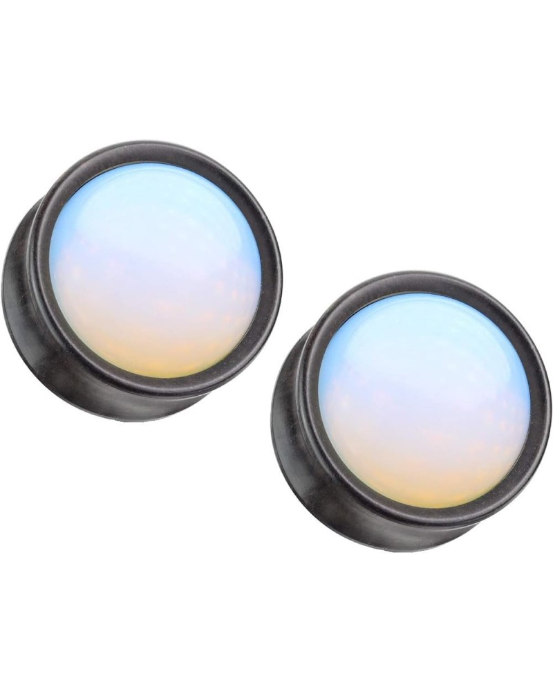 Synthetic Opal Center Front-Facing Natural Ebony Wood Saddle Plugs, Sold as Pair 14mm (9/16") $12.09 Body Jewelry