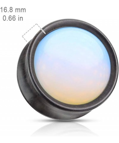 Synthetic Opal Center Front-Facing Natural Ebony Wood Saddle Plugs, Sold as Pair 14mm (9/16") $12.09 Body Jewelry