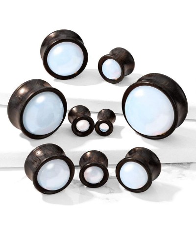 Synthetic Opal Center Front-Facing Natural Ebony Wood Saddle Plugs, Sold as Pair 14mm (9/16") $12.09 Body Jewelry