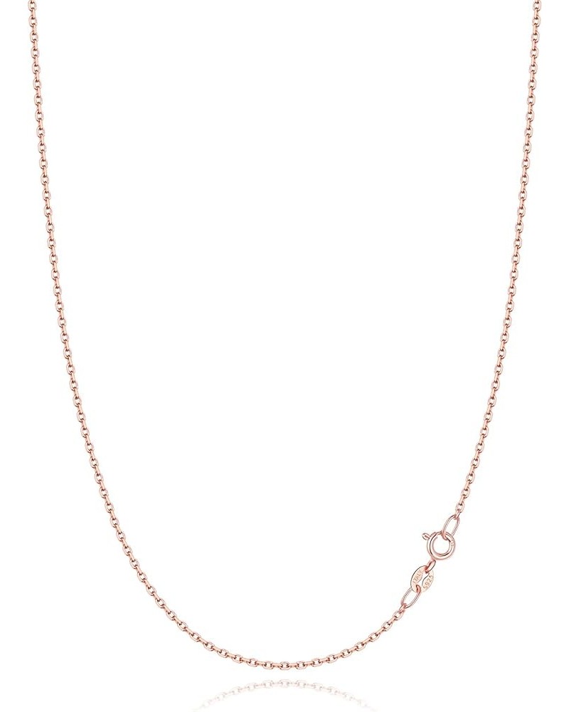 18K Over Gold Solid 925 Sterling Silver Chain Necklace for Women Girls, 1.2mm Cable Chain Thin & Dainty & Sturdy Women's Chai...