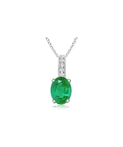 Natural Emerald Solitaire Pendant Necklace for Women, Girls in 14K Solid Gold/Platinum/Sterling Silver | May Birthstone | Jew...