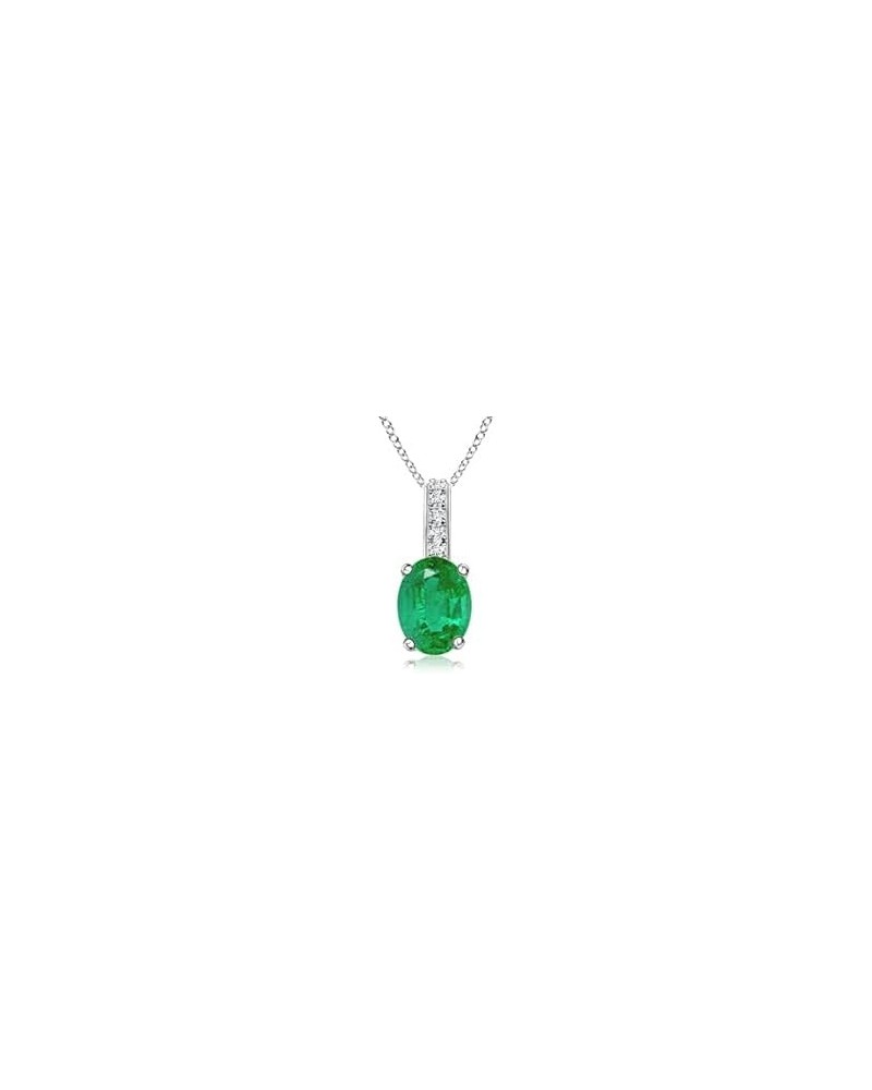 Natural Emerald Solitaire Pendant Necklace for Women, Girls in 14K Solid Gold/Platinum/Sterling Silver | May Birthstone | Jew...