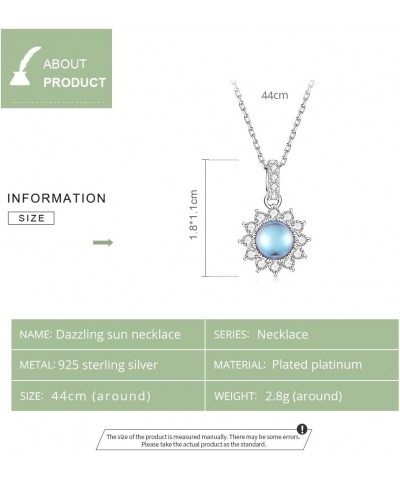 Personalized Necklace with CZ Crystal 925 Sterling Silver Personalized Necklace for Women You are My Sunshine Moonstone Neckl...