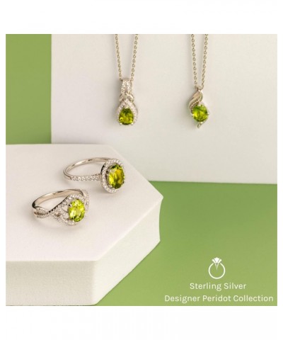 Peridot Pendant Necklace for Women 925 Sterling Silver, Natural Gemstone Birthstone, 1.50 Carats Emerald Cut 8x6mm, with 18 i...