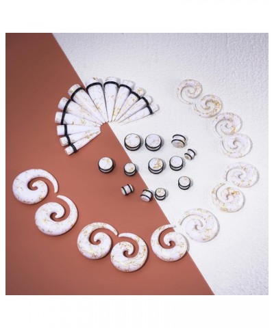 00G-20mm Ear Stretching Kit 36PCS Big Gauge Taper Kit Large Acrylic Tunnel Plug Spiral Set 36pcs Gloden Line, White $17.04 Bo...