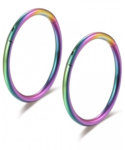 Rainbow Colorful Hinged 20g 18g 16g Nose Rings Hoops 6mm 8mm 10mm 12mm 14mm Septum Ring Clicker Cartilage Helix Hoop Earrings...