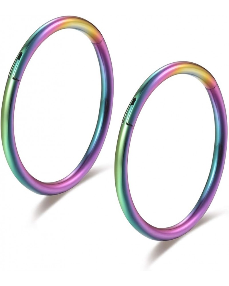 Rainbow Colorful Hinged 20g 18g 16g Nose Rings Hoops 6mm 8mm 10mm 12mm 14mm Septum Ring Clicker Cartilage Helix Hoop Earrings...