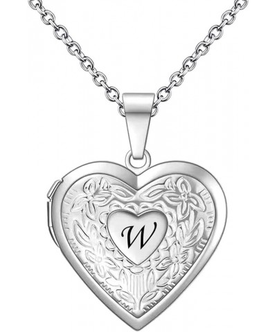 Women's Heart Photo Locket Necklace with Picture inside Initial A-Z Letter Alphabet Love Jewelry Pendant Necklace W $7.27 Nec...