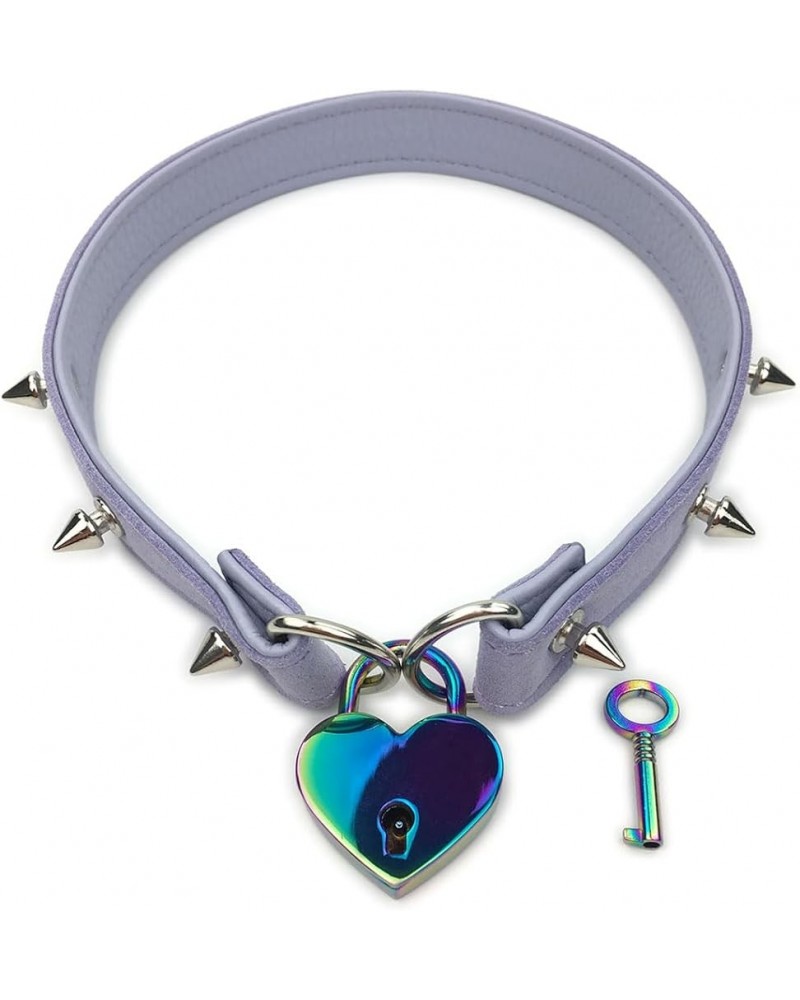 Padlock Choker Collar Necklace with Lock and Key Heart Lock Choker for Women and Men 16 Inches E $10.59 Necklaces