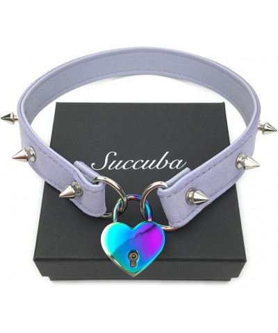 Padlock Choker Collar Necklace with Lock and Key Heart Lock Choker for Women and Men 16 Inches E $10.59 Necklaces