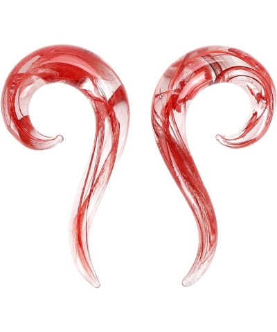 2 PC Glass Ear Tapers Plugs 8G-00G Seahorse Spiral Gauges Piercing Jewelry Set 0G(8mm) Red $8.63 Body Jewelry