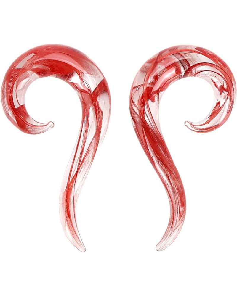 2 PC Glass Ear Tapers Plugs 8G-00G Seahorse Spiral Gauges Piercing Jewelry Set 0G(8mm) Red $8.63 Body Jewelry