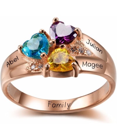 10K 14K 18K Solid Gold Personalized 2-4 Birthstones Ring Customized Name Ring with Stones Family Jewelry Gifts For Mom Wife G...