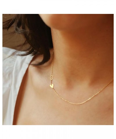 Dainty Sideway Initial Necklaces for Women Girls 14K Gold Plated Heart Letter Choker Necklace Minimalist Jewelry Gifts D-Gold...