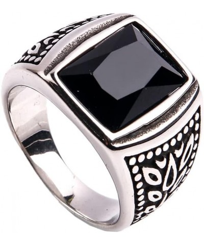 Women Men's Flower Gemstone Ring Stainless Steel Vintage Diamond Jewelry Silver Black $8.69 Rings