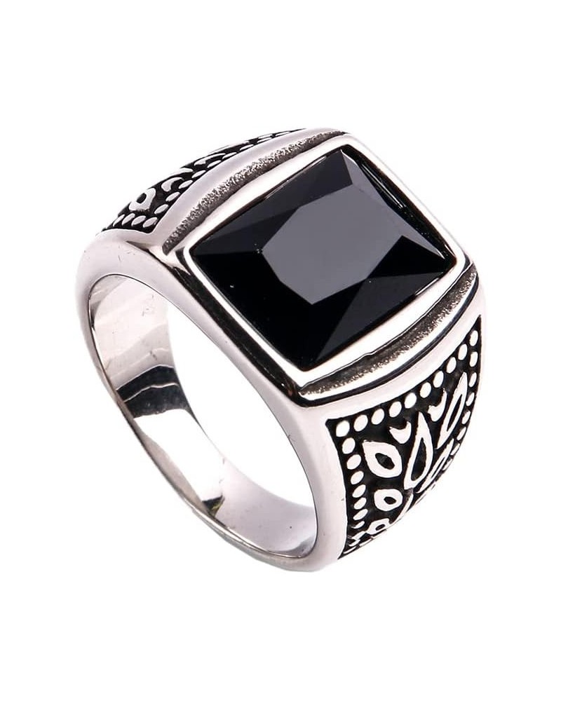 Women Men's Flower Gemstone Ring Stainless Steel Vintage Diamond Jewelry Silver Black $8.69 Rings