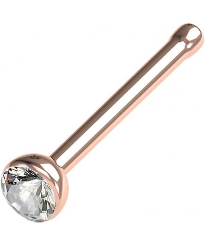 Cubic Zirconia Press Fit Nose Bone Stud Titanium IP 316L Surgical Steel 18GA Rose Gold $9.66 Body Jewelry