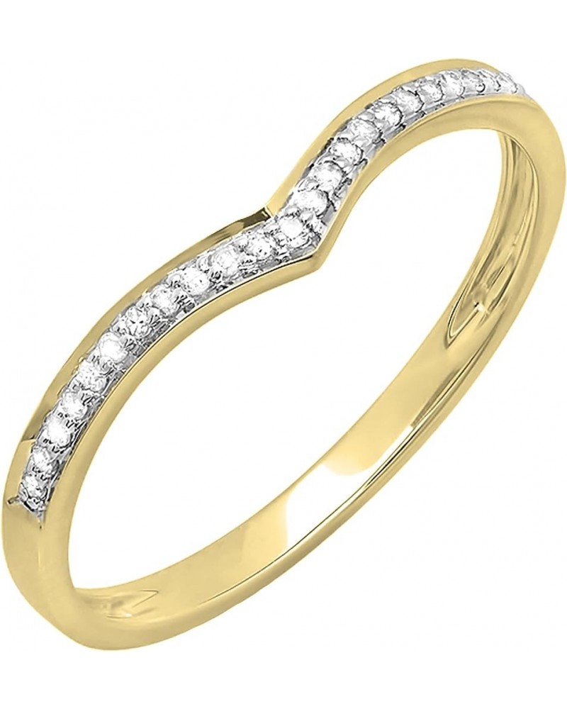 0.08 ctw. Round White Diamond Stackable Chevron Anniversary Band for Women in 10K Gold Yellow Gold $109.20 Rings