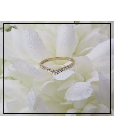 0.08 ctw. Round White Diamond Stackable Chevron Anniversary Band for Women in 10K Gold Yellow Gold $109.20 Rings