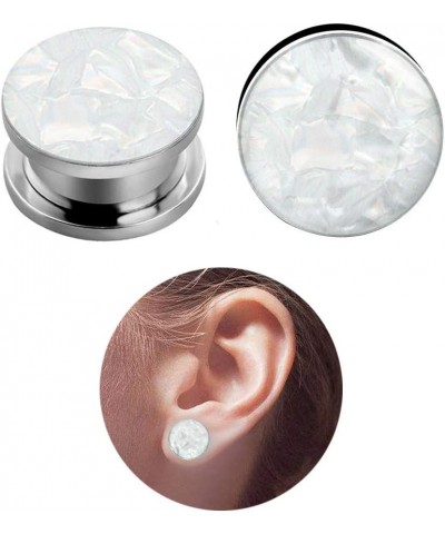 2pcs 2G-1 inch Stainless Steel Mother of Pearl or Opal Screw Ear Plugs Gauges Piercing E White Mother of Pearl 5/8"(16mm) $8....