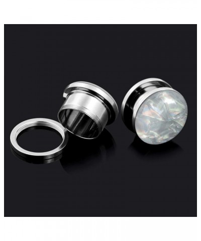 2pcs 2G-1 inch Stainless Steel Mother of Pearl or Opal Screw Ear Plugs Gauges Piercing E White Mother of Pearl 5/8"(16mm) $8....