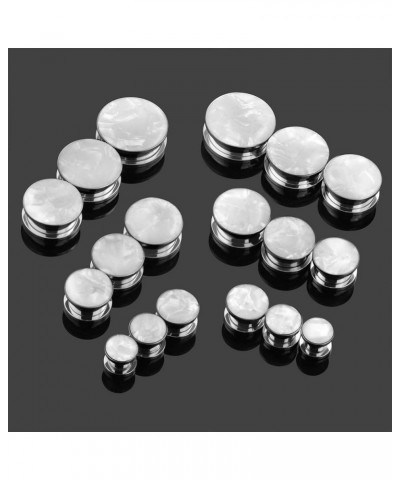 2pcs 2G-1 inch Stainless Steel Mother of Pearl or Opal Screw Ear Plugs Gauges Piercing E White Mother of Pearl 5/8"(16mm) $8....