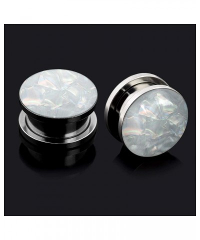 2pcs 2G-1 inch Stainless Steel Mother of Pearl or Opal Screw Ear Plugs Gauges Piercing E White Mother of Pearl 5/8"(16mm) $8....