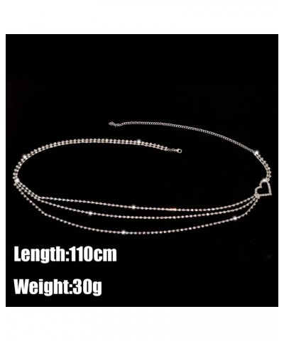 Layered Rhinestones Heart Waist Chain Crystal Body Chain Belly Chains Belt Summer Beach Costume Jewelry Adjustable for Women ...